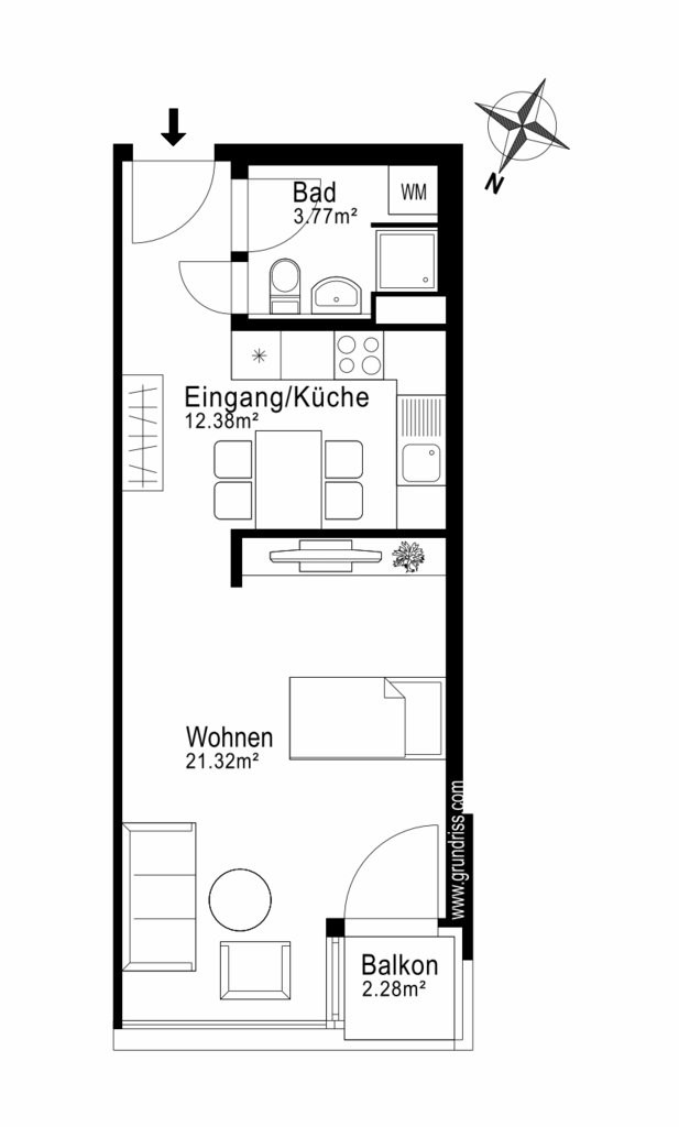 Appartement de 2 pièces, photo 5 sur 5