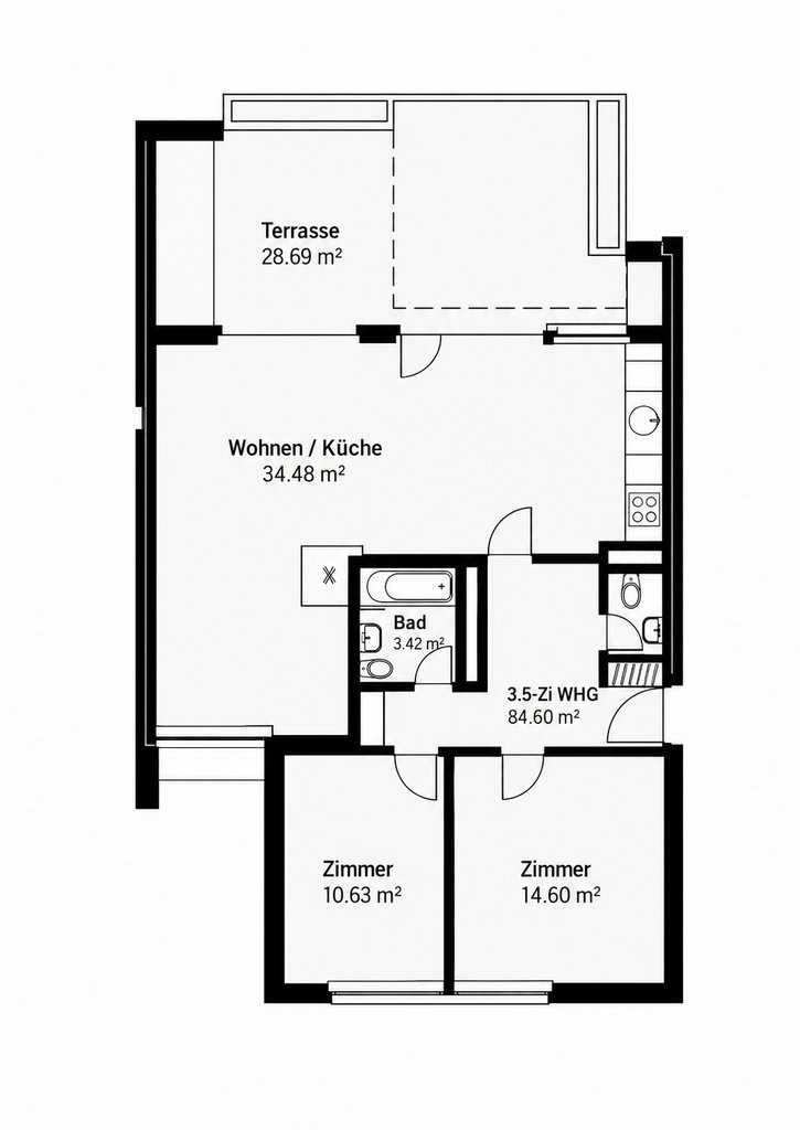 3 ½ rooms apartment