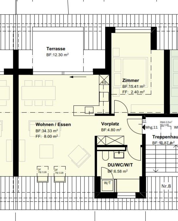 Appartement en attique de 2 ½ pièces