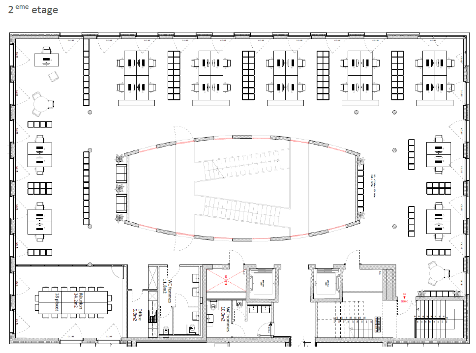 1100m² office