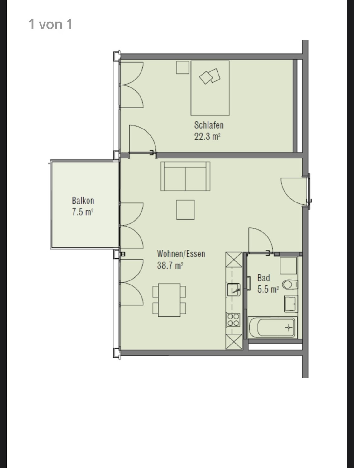 Appartement de 2 ½ pièces, photo 1 sur 9