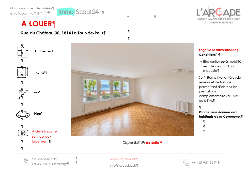 1 ½ rooms apartment
