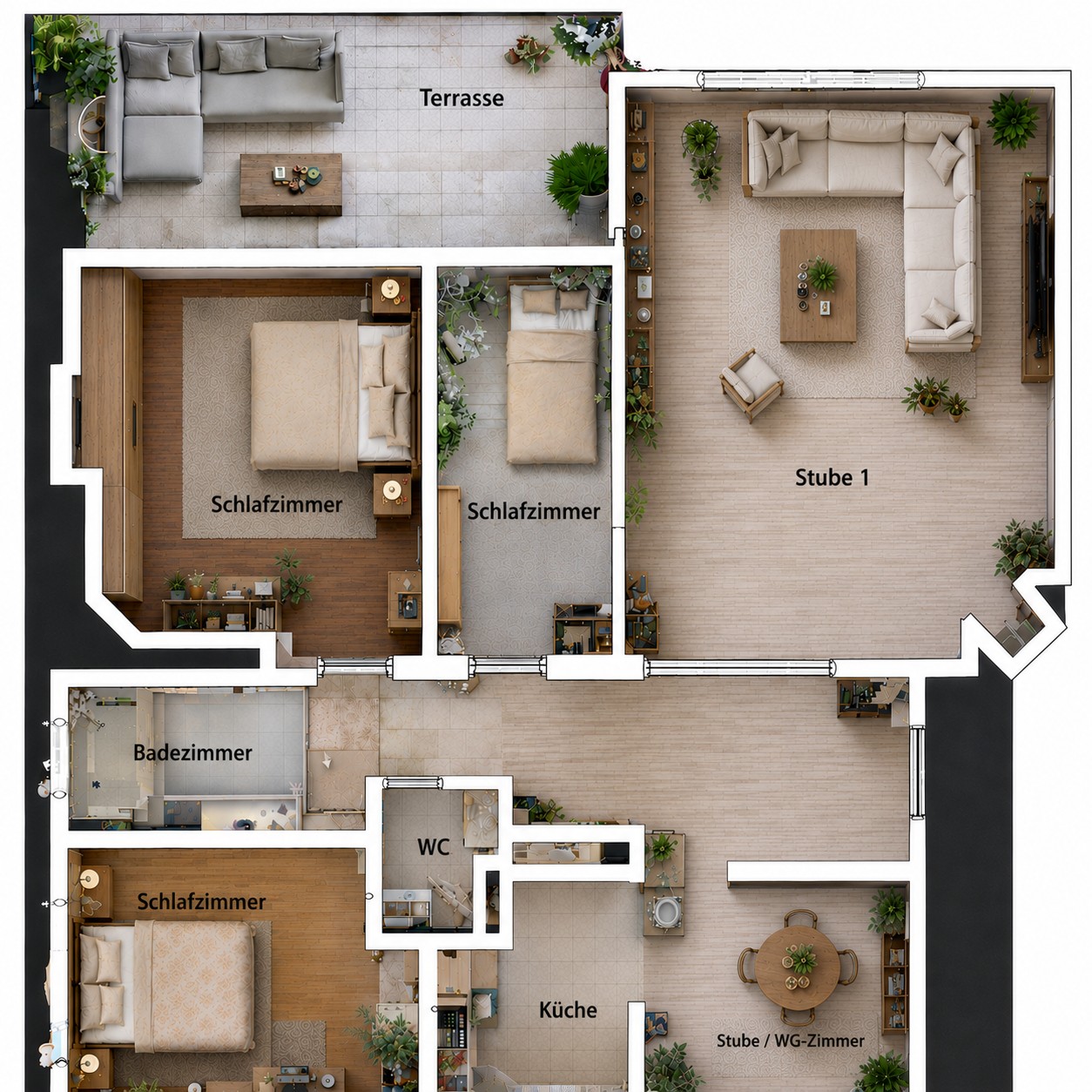 5 rooms apartment