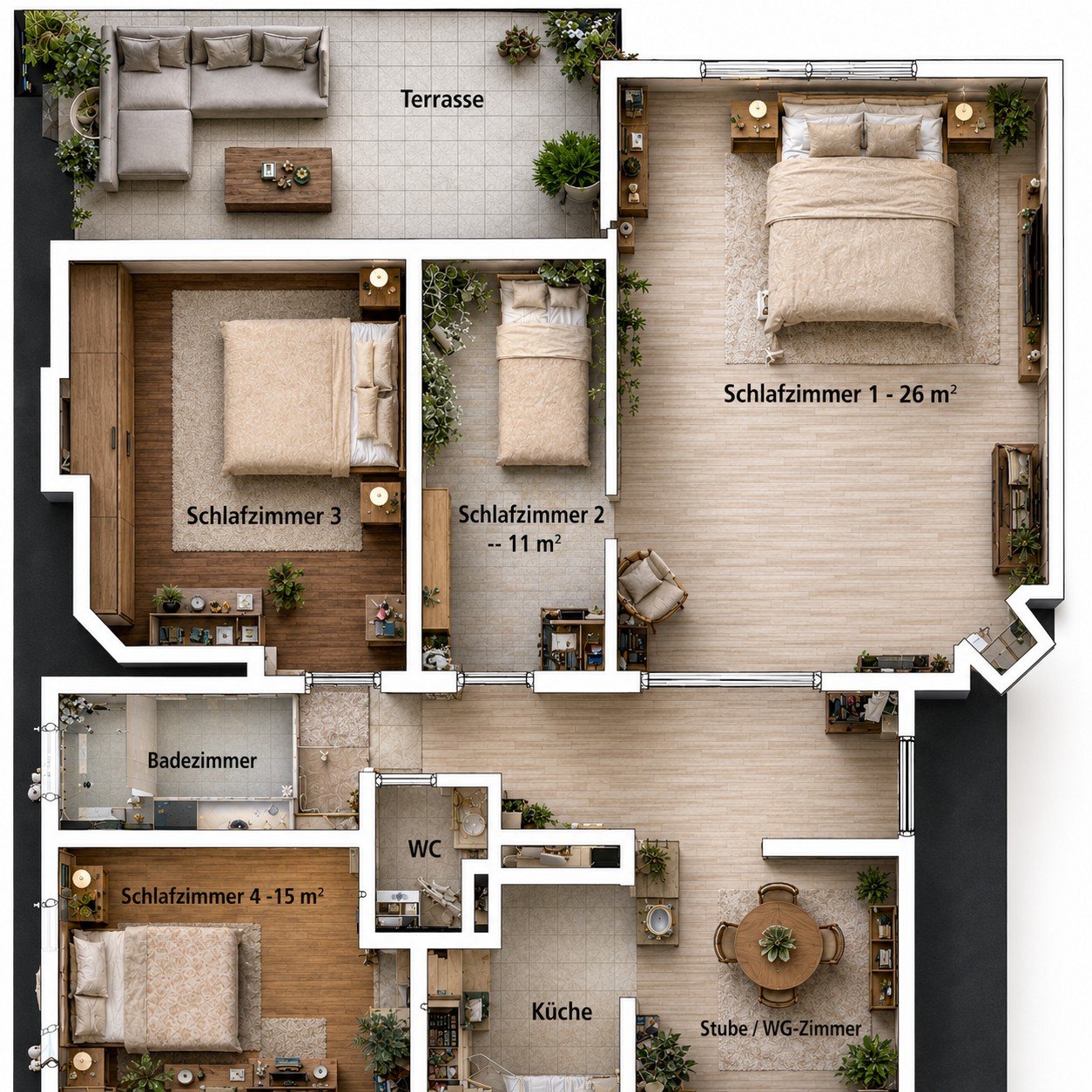 5 rooms apartment